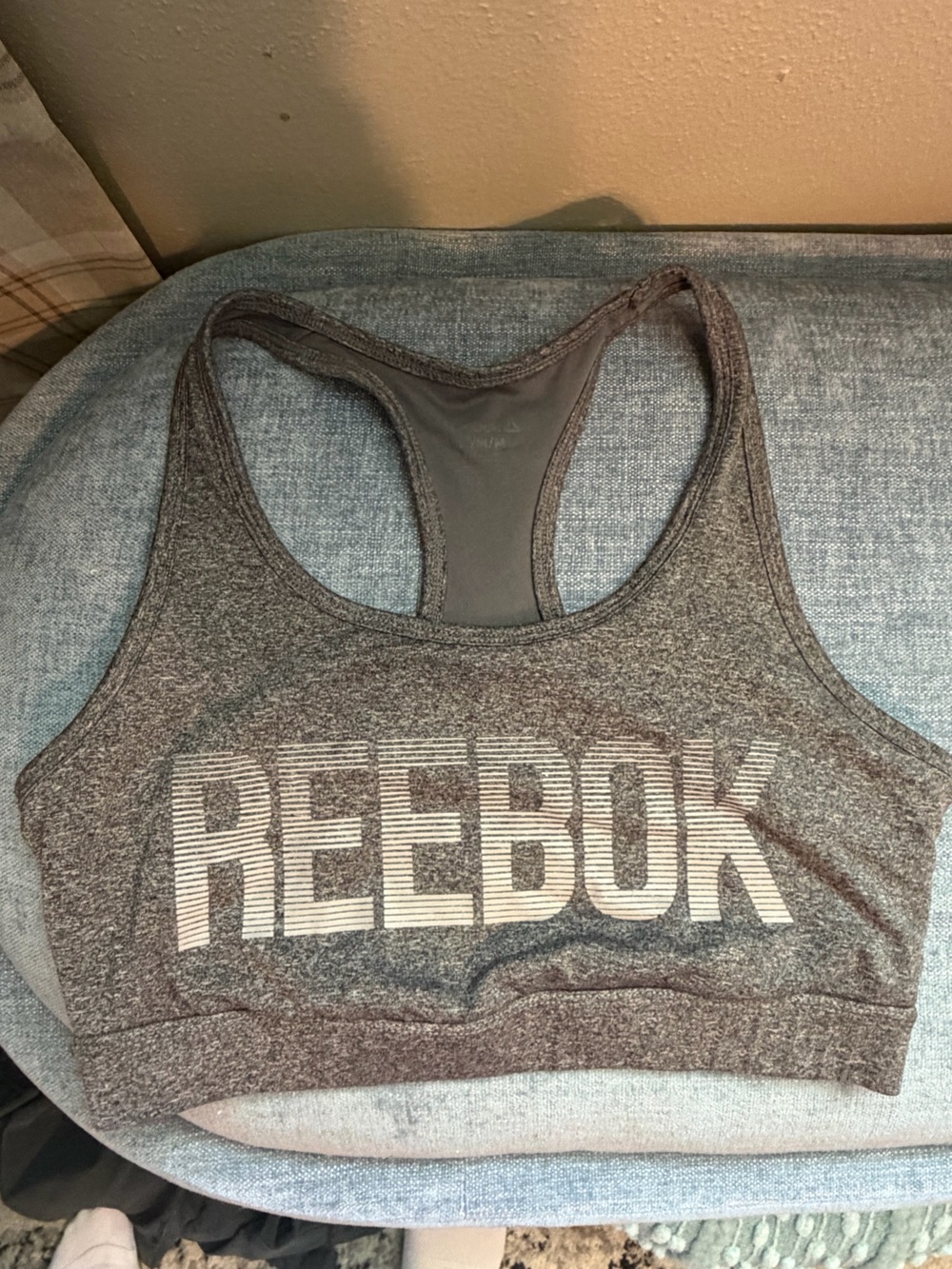 Reebok Gray Heather Racerback Sports Bra, M